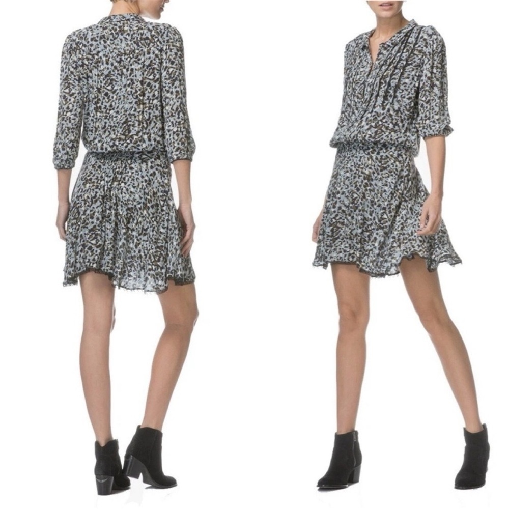 Zadig & Voltaire Raspail Leo Leopard Crinkle Lace Mini Dress Small
